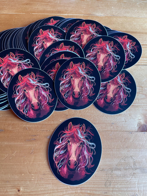 Fire Horse Cameo Sticker (3")